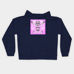 pink immortal tribal kaiju in ecopop pattern Kids Hoodie